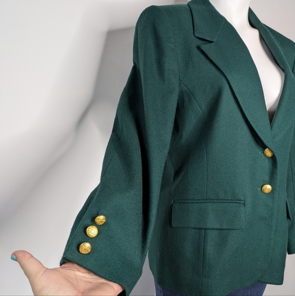 Pendleton Green Wool Button Up Blazer Jacket 10p - image 4
